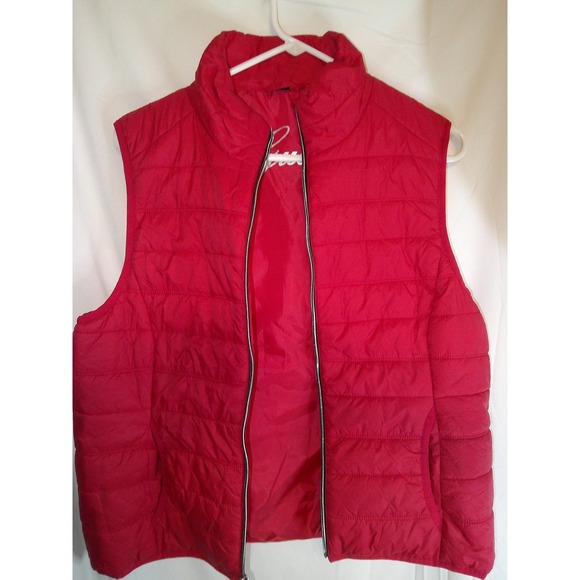 Guess Puffer Vest Full Zip‎ Lightweight Casual Red Large - Picture 1 of 4